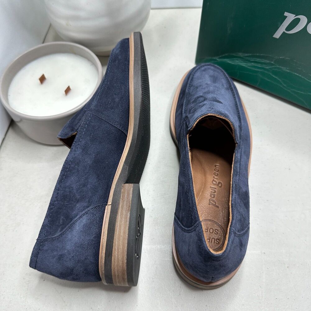 Paul Green Shelby Moc Toe Slip-On Flat Shoe Space Suede Blue Women 6.5 Tried On - Picture 6 of 10